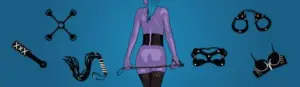 In the image we see several little toys to be used during female domination sex practices