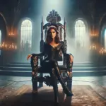 AI-generated image representing Femdom and Culture, showing an elegant dominant woman seated on a throne as a symbol of female power and authority.
